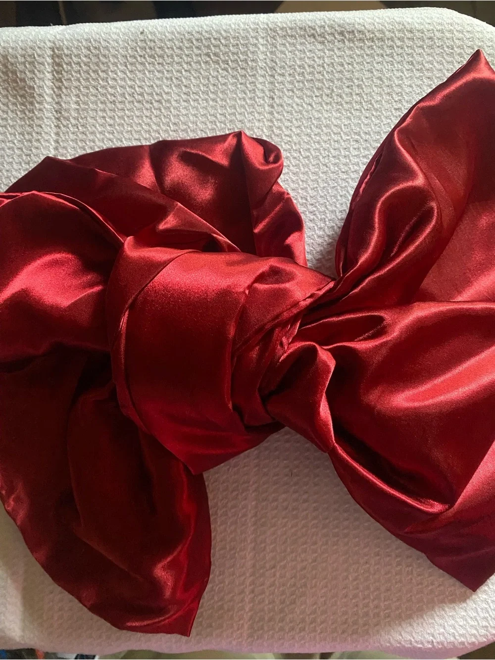Large Dark Red Satin Christmas Bow – Tree Topper